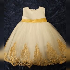 White and Gold dress with back bow